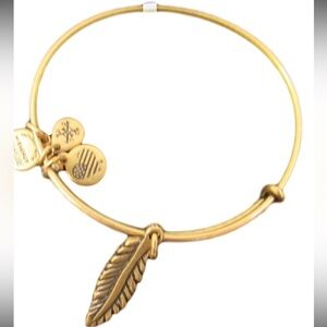 Alex and Ani Gold Feather Charm Bangle Bracelet
